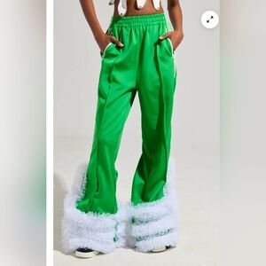 MODERN JAM TRACK PANT WITH TULLE IN GREEN - 1X